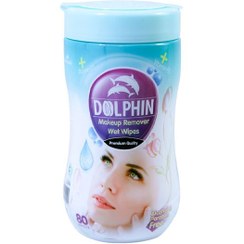 تصویر دستمال مرطوب پاک کننده آرایش دلفین 80 عددی Doolphin Makeup Remover Wet Wipes