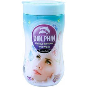 تصویر دستمال مرطوب پاک کننده آرایش دلفین 80 عددی Doolphin Makeup Remover Wet Wipes