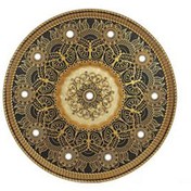 تصویر گل سقفی دور لوستری زیر لوستری دایره پی وی سی 106 سانتی سپاهان سقف مدل ترنج 10 هالوژن کد (385) - طلایی جدید ( طلایی مات) / مشکی / طلایی اکریلیک Circular PVC Ceiling Medallion 106 cm – Toranj 10 Halogen Model, Code 385 | Sepahan Saghf