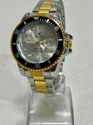 تصویر رولکس ساب مارینر مردانه - طلایی نقره ای دور مشکی 