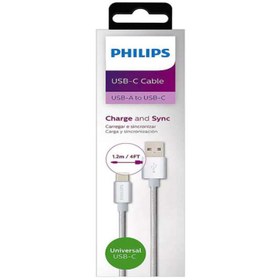 تصویر کابل تبدیل USB به Type-C فیلیپس مدل DLC2528 طول 1.2 متر PHILIPS DLC2528 USB-C CABLE 1.2M