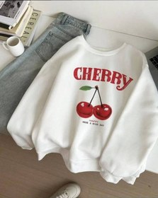 تصویر هودی زنانه چری فری سایز ۳۶ تا ۴۴ رنگ سفید و مشکی 