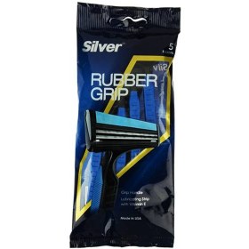 تصویر خود تراش 5 عددیر مدل رابر گریپ بلو سیلور Silver Rubber Grip Blue Blade Pack of 5