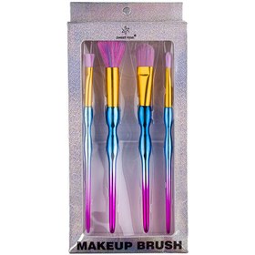 تصویر ست براش آرایشی طرح هولوگرامی 4 عددی سوییت رز Sweet Rose Makeup Brush 4Pcs