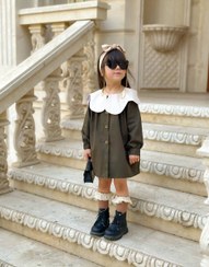 تصویر پیراهن کتان دخترانه مدل پرنسا - سبزپررنگ / 50 