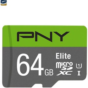 تصویر کارت حافظه MicroSDXC پی ان وای مدل Elite کلاس 10 استاندارد UHS-I سرعت 100MBps ظرفیت 64 گیگابایت به همراه آداپتور SD ا PNY Elite MicroSDXC Flash Card - 64GB PNY Elite MicroSDXC Flash Card - 64GB