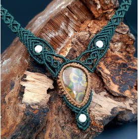 تصویر چوکر ( گردنبند کوتاه ) با سنگ جاسپر پاییزی 