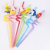 تصویر نی پیچی پلاستیکی 6 عددی استیکردار 