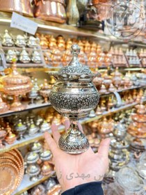 تصویر قندان مسی گلبرگی پایه دار کروم قندان مسی گلبرگی پایه دار کروم