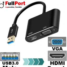 تصویر مبدل USB3.0 به VGA+HDMI کی نت مدل K-COUA30HV K-NET K-COUA30HV USB3.0 to VGA+HDMI Adapter