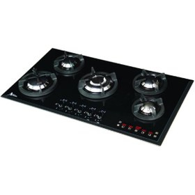 تصویر اجاق گاز اخوان شیشه ای مشکی تایمردار مدل V14T Akhavan V14T Black Glass Gas Stove