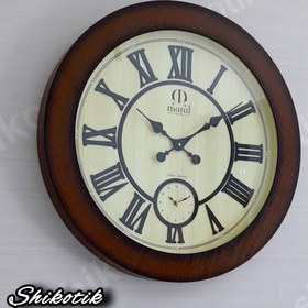تصویر ساعت دیواری صفحه تمام چوب دو موتوره مارال 