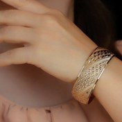 تصویر دستبند طلا روس تک پوش طرح طلا رنگ ثابت 
