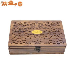 تصویر جعبه تی بگ چوبی 5 خانه ا جعبه چای و تنقلات چوبی جعبه چای و تنقلات چوبی