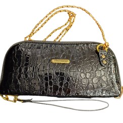 تصویر کیف مجلسی زنانه چرم مصنوعی دسته زنجیری رنگ سبز براق 