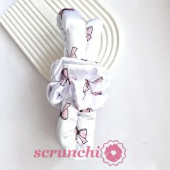 تصویر کرلی روبان ساتن سفید پاپیون 