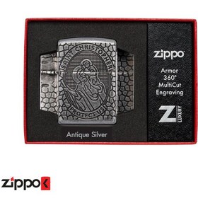 تصویر فندک زیپو اصل Zippo St-Christopher Metal Design 49160 