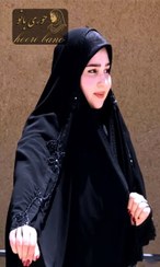 تصویر عبا جواهر دوزی طرح پیچک با پارچه کرپ سوئیسی لوکس 