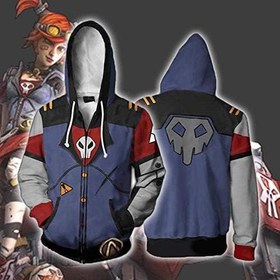 تصویر Adults Hoodie Male Cosplay Borderlands 3D Printed Cosume Zipper Hoodie Pullover Jacket Sweatshirt Blue-XXXXXL WULE01 (Color : Blue, Size : XXXL) 