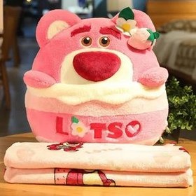 تصویر عروسک بالشتی خرس لوتسو مدل JI110 ارتفاع ۴۵ سانتی‌متر به همراه پتو 