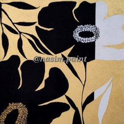 تصویر تابلو نقاشی ورق طلا طرح گل مینیمال 
