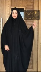 تصویر عبا گلدوزی پروانه با دوخت ظریف و پارچه کرپ سوئیسی شیک 