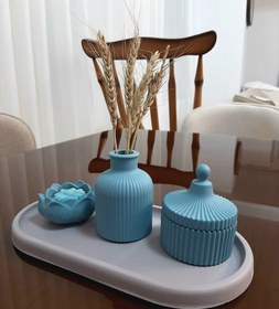 تصویر ست دکوری سنگ مصنوعی آبی مه اقیانوسی ۴پارچه کد۵ 