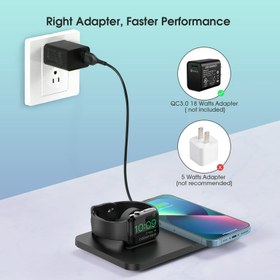 تصویر شارژر وایرلس برند seneo مدل pa214a Seneo Wireless Charger Pad for iPhone and Watch, 2 in 1 Wireless Charging Station 7.5W for iPhone 14/14 Pro/14 Pro Max/13/12/11, 10W Qi Fast Wireless Charger for Galaxy S23/S22/Note20/Note10