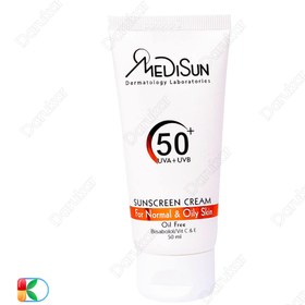 تصویر کرم ضد آفتاب فاقد رنگ پوست نرمال و چرب مدیسان MEDISUN SUN CREAM OILFREE SPF50