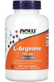 تصویر ال-آرژنین ۱۸۰ کپسول NOW NOW Foods, L-Arginine, 700 mg, 180 Veg Capsules