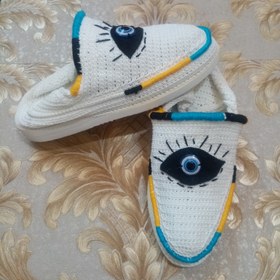 تصویر گیوه سنتی زنانه،سفید رح چشم زخم - سایز(37) 