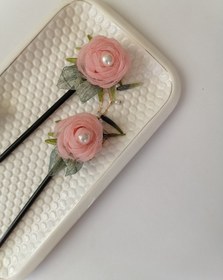 تصویر کانزاشی چوبی گل حریر صورتی 