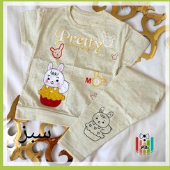 تصویر تیشرت شلوارک ست راحتی دخترانه طرح خرگوش - سبز / 35 