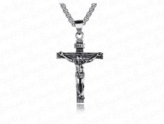 تصویر گردنبند مردانه طرح صلیب عیسی مسیح 