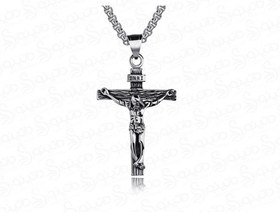تصویر گردنبند مردانه طرح صلیب عیسی مسیح 