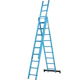 تصویر نردبان سه تیکه کشویی 9 متری 
