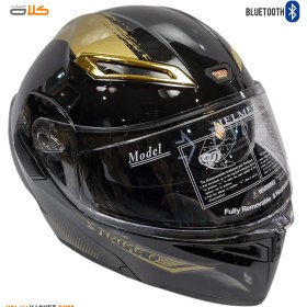 تصویر کلاه کاسکت بلوتوثی فک متحرک QIKE مدل Y10-golden QIKE Bluetooth helmet with movable jaw model Y10-golden