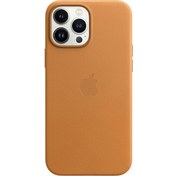 تصویر قاب چرمی اصلی مگ سیف دار آیفون رنگ نارنجی- Apple Iphone Orange Leather Case With Magsafe 