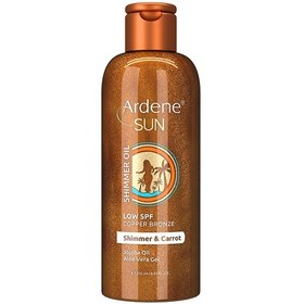 تصویر روغن برنزه کننده برنز مسی حاوی اکلیل Ardene Sun Ardene Sun Low SPF Cooper Bronze Shimmer Oil 250ml