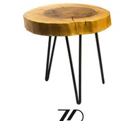 تصویر میز عسلی تنه درخت با پایه فلزی 