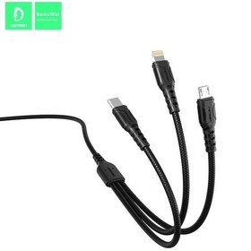 تصویر کابل تبدیل USB به لایتنینگ USB-C microUSB دنمن مدل MAX FOR 1 IN 3 PLUS طول 1 متر(تایپ سی، میکرو، لایتنینگ) 