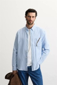 تصویر پیراهن مردانه زارا STRIPED SHIRT WITH POCKET 