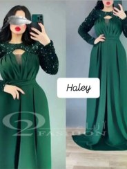 تصویر ماکسی هیلی جنس کرپ دورو و پولک مخملی 