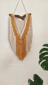 تصویر دیوارکوب مکرومه مدل گیسو - زرد Gisoo Wallhanging macrame