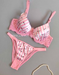 تصویر ست شورت و سوتین ساتن طرح ویکتوریا سکرت / کد 144 