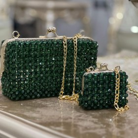 تصویر کیف مجلسی دهانه منگو(ست مادر دختری) - مشکی / ۲۳ 