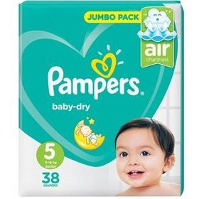 تصویر پوشک پمپرز مدل Baby Dry سایز 5 بسته 38 عددی 