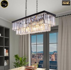 تصویر لوستر کریستالی کانتری مناسب برای آشپزخانه و میزغذاخوری و جزیره کد C101 - مشکی 