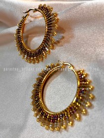 تصویر گوشواره میوکی دوخته شده با منجوقهای دلیکا میوکی ژاپن miyuki earrings