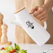 تصویر روغن ریز سرامیکی درب بامبو ظرفیت ۶۰۰ میلی لیتر 